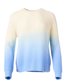 Cream and Blue Wool Cashmere Sweater