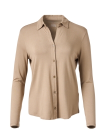 Beige Stretch Button Down Shirt