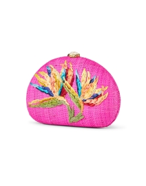 Front image thumbnail - Rafe - Berna Pink Tropical Embroidered Clutch
