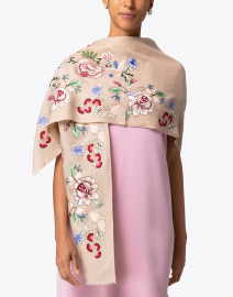 Look image thumbnail - Janavi - Floral Bud Embroidered Wool Scarf