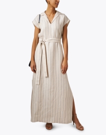Look image thumbnail - Lafayette 148 New York - Beige Striped Linen Dress