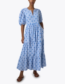 Front image thumbnail - Oliphant - Blue and White Print Cotton Dress