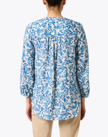 Back image thumbnail - Finley - Stephanie Blue and Gold Fleck Floral Top