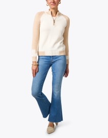 Look image thumbnail - Blue - White and Tan Cotton Sweater