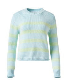 White + Warren - Aqua and Green Striped Cotton Sweater