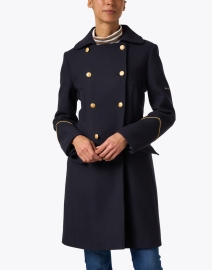 Front image thumbnail - Saint James - St. Louane Navy Wool Blend Coat