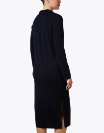 Back image thumbnail - Marc Cain Sports - Navy Wool Cashmere Polo Dress