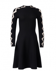 Black Jacquard Zig Zag Knit Dress