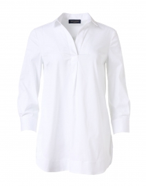 White Stretch Poplin Tunic Shirt