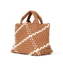 Front image thumbnail - Naghedi - St. Barths Mini Brown Plaid Woven Handbag