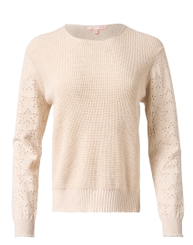 Product image thumbnail - Lisa Todd - Beige Pointelle Sleeve Top