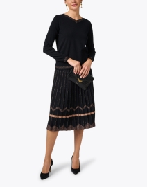 Look image thumbnail - D.Exterior - Black and Gold Metallic Stretch Wool Skirt