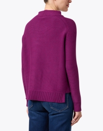 Back image thumbnail - Kinross - Purple Garter Stitch Cotton Sweater