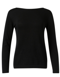 Black Pima Cotton Boatneck Sweater