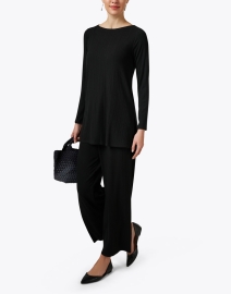 Look image thumbnail - Eileen Fisher - Black Ribbed Top