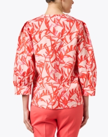Back image thumbnail - Marc Cain - Red and Pink Print Cotton Top