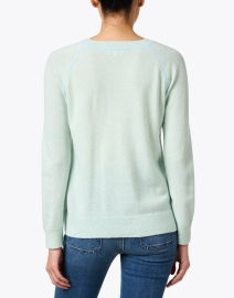 Back image thumbnail - Kinross - Mint Green Cashmere Contrast Stitch Sweatshirt