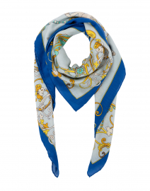 Rani Arabella - Blue Toy Horses Cashmere and Silk Scarf