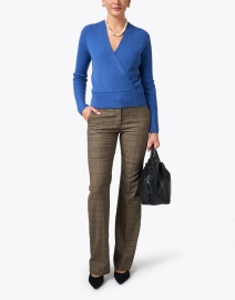 Look image thumbnail - Piazza Sempione - Camel and Black Print Stretch Wool Pant