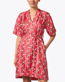 Front image thumbnail - Seventy - Red Geometric Print Silk Dress