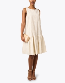 Look image thumbnail - Lafayette 148 New York - Ivory Geometric Textured Cotton Dress