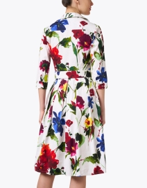Back image thumbnail - Samantha Sung - Audrey White Multi Floral Print Stretch Cotton Dress