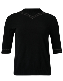 Black Lurex Mock Neck Sweater