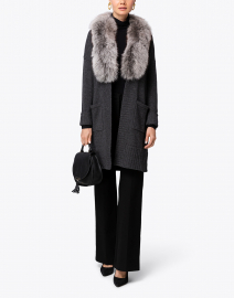 Charcoal Grey Fur Collar Wool Cashmere Coat