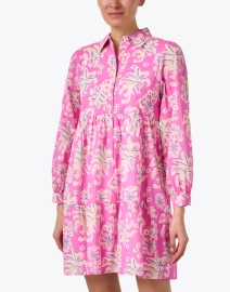Front image thumbnail - Ro's Garden - Romy Pink Print Shirt Dress