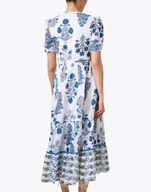 Back image thumbnail - Ro's Garden - Daphne White and Blue Floral Dress