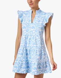 Front image thumbnail - Sail to Sable - Blue Floral Print Tunic Dress