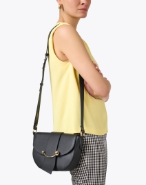 Look image thumbnail - Strathberry - Crescent Black Leather Crossbody Bag