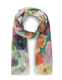 Product image thumbnail - Kinross - Multi Abstract Floral Print Silk Cashmere Scarf