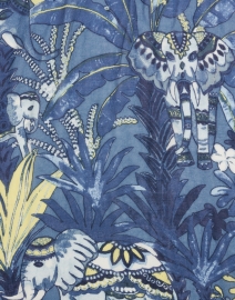 Kinross - Blue Elephant Print Silk Cashmere Scarf