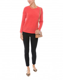 Coral Cashmere Sweater with Cuff Buttons