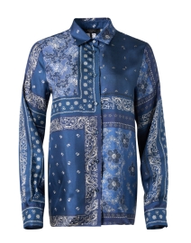 Finire Blue Bandana Print Silk Blouse