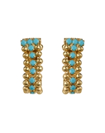 Product image thumbnail - Kenneth Jay Lane - Gold and Turquoise Drop Clip Hoop Earrings