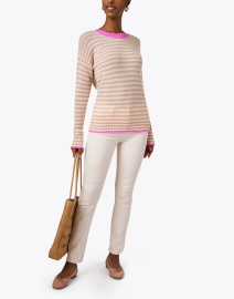 Look image thumbnail - Jumper 1234 - Orange and Pink Striped Cashmere Sweater