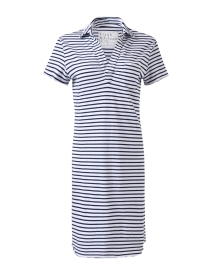 Lauren White and Navy Striped Cotton Polo Dress