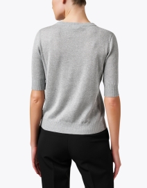 Back image thumbnail - D.Exterior - Grey Lurex Elbow Sleeve Sweater