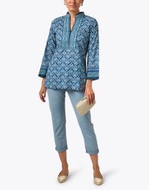 Look image thumbnail - Bella Tu - Alice Blue Embroidered Tunic Top