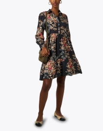 Look image thumbnail - Ro's Garden - Romy Black Multi Floral Shirt Dress