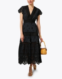 Look image thumbnail - Temptation Positano - Black Embroidered Cotton Eyelet Dress