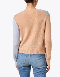 Back image thumbnail - Chinti and Parker - Demi Tan and Blue Wool Cashmere Cardigan