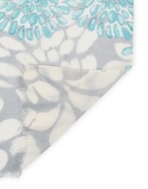 Back image thumbnail - Kinross - Blue and Grey Print Silk Cashmere Scarf