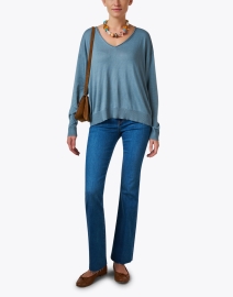 Look image thumbnail - Eileen Fisher - Blue Cotton Blend Sweater