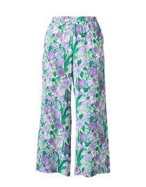 Karman Green and Purple Floral Silk Pant