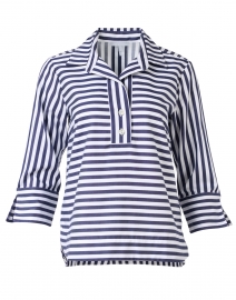 Aileen Navy and White Striped Cotton Shirt