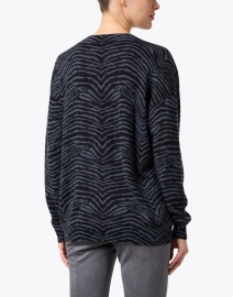 Back image thumbnail - Repeat Cashmere - Blue and Black Zebra Wool Cashmere Sweater