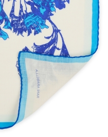 Back image thumbnail - Rani Arabella - Blue Coral Print Wool Cashmere Silk Scarf